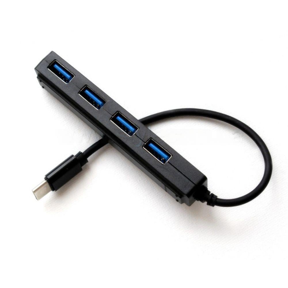 Перехідник USB-HUB 4в1 Type-C короткий кабель Black (876) Перехідник USB-HUB 4в1 Type-C короткий кабель Black (876)