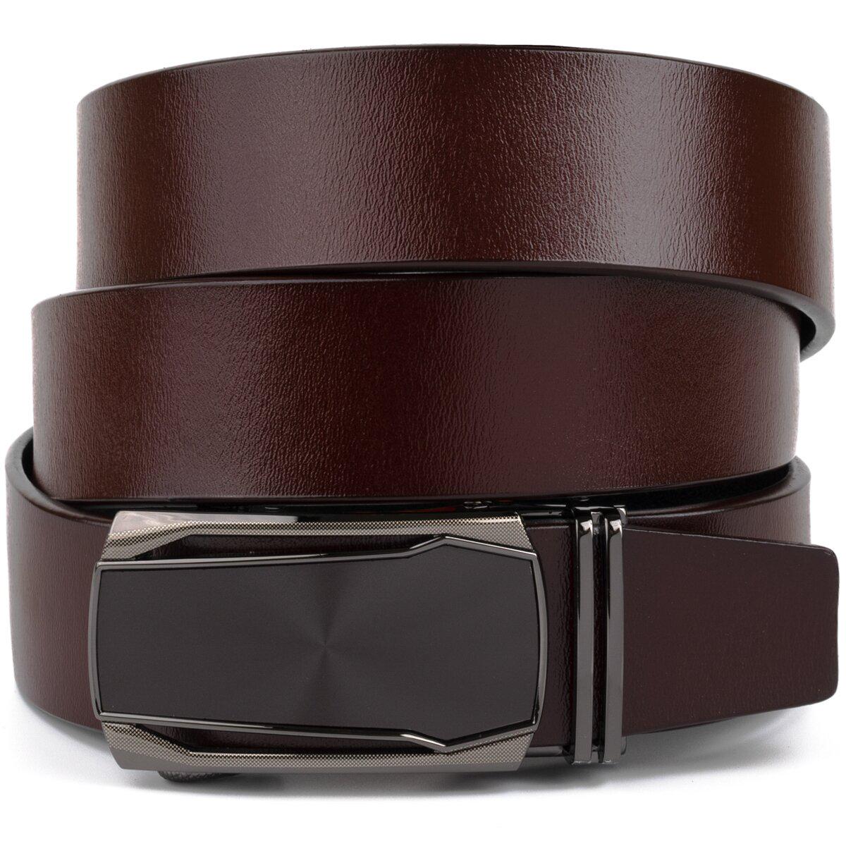 Ремень мужской Vintage 20278 c матовой вставкой Коричневый