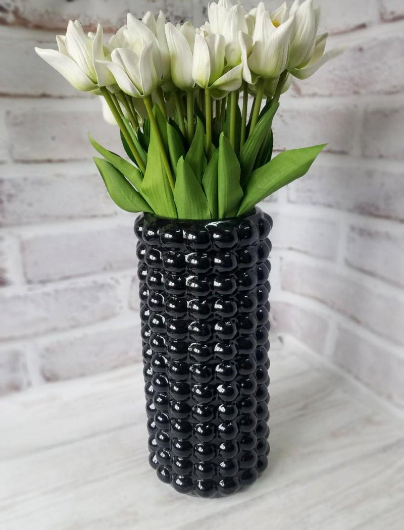 Ваза керамическая Бамбл глянец 33 см Черный