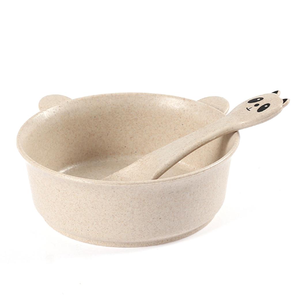 Тарелка с ложкой Lesko A228 Panda Beige (1399551)