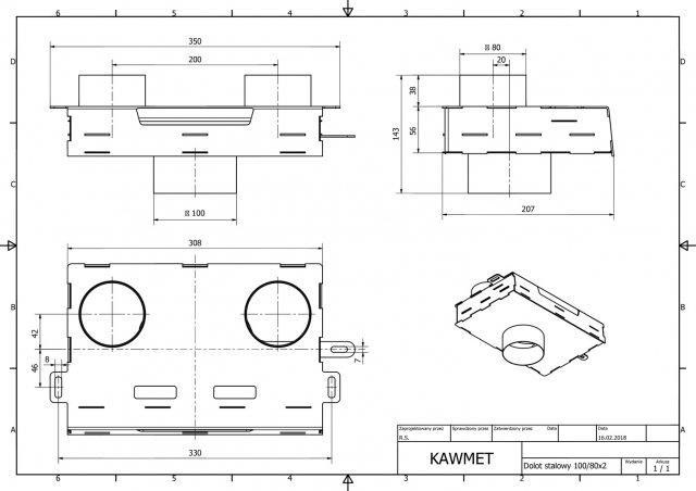 Долот-адаптер сталевий Kawmet до моделі W17 16,1 kW/12,3 kW EKO для подачі повітря зовні (10608693) - фото 5