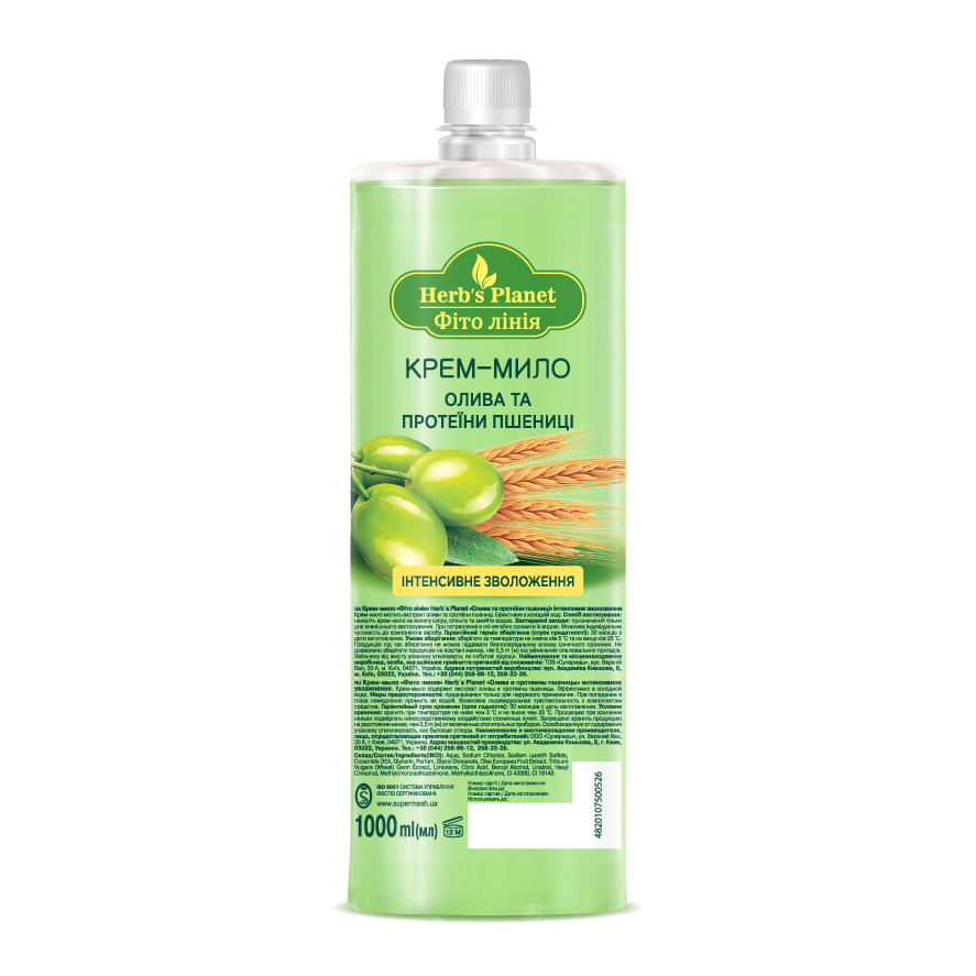 Крем-мыло Herbs Planet Оливка и протеины пшеницы 1000 мл Крем-мыло Herbs Planet Оливка и протеины пшеницы 1000 мл