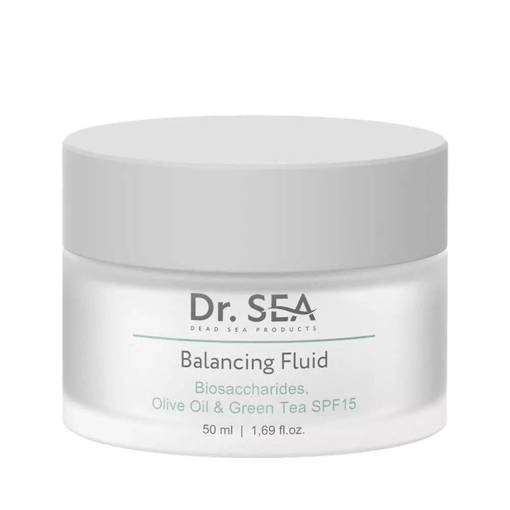 Флюид балансирующий для лица и декольте Dr.Sea с биосахаридами маслом и экстрактом зеленого чая SPF15 50 мл (7293720020677) - фото 2