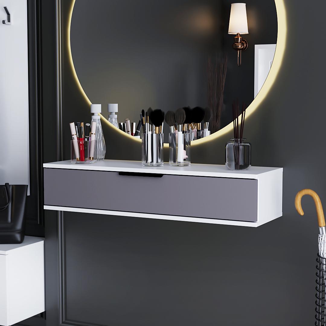 Столик навісний DiPortes Токіо Т-103 100/20/30 см Білий матовий/Антрацит (01401) Столик навісний DiPortes Токіо Т-103 100/20/30 см Білий матовий/Антрацит (01401)