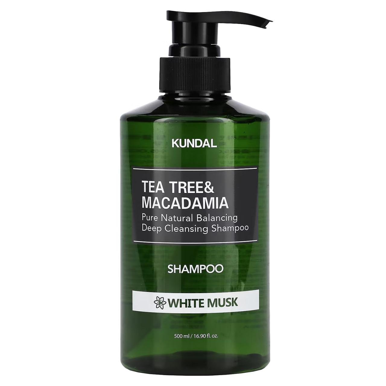 Шампунь с чайным деревом для жирной кожи головы Tea Tree & Macadamia Deep Cleansing Shampoo White Musk Kundal 500 мл (8809693252800)