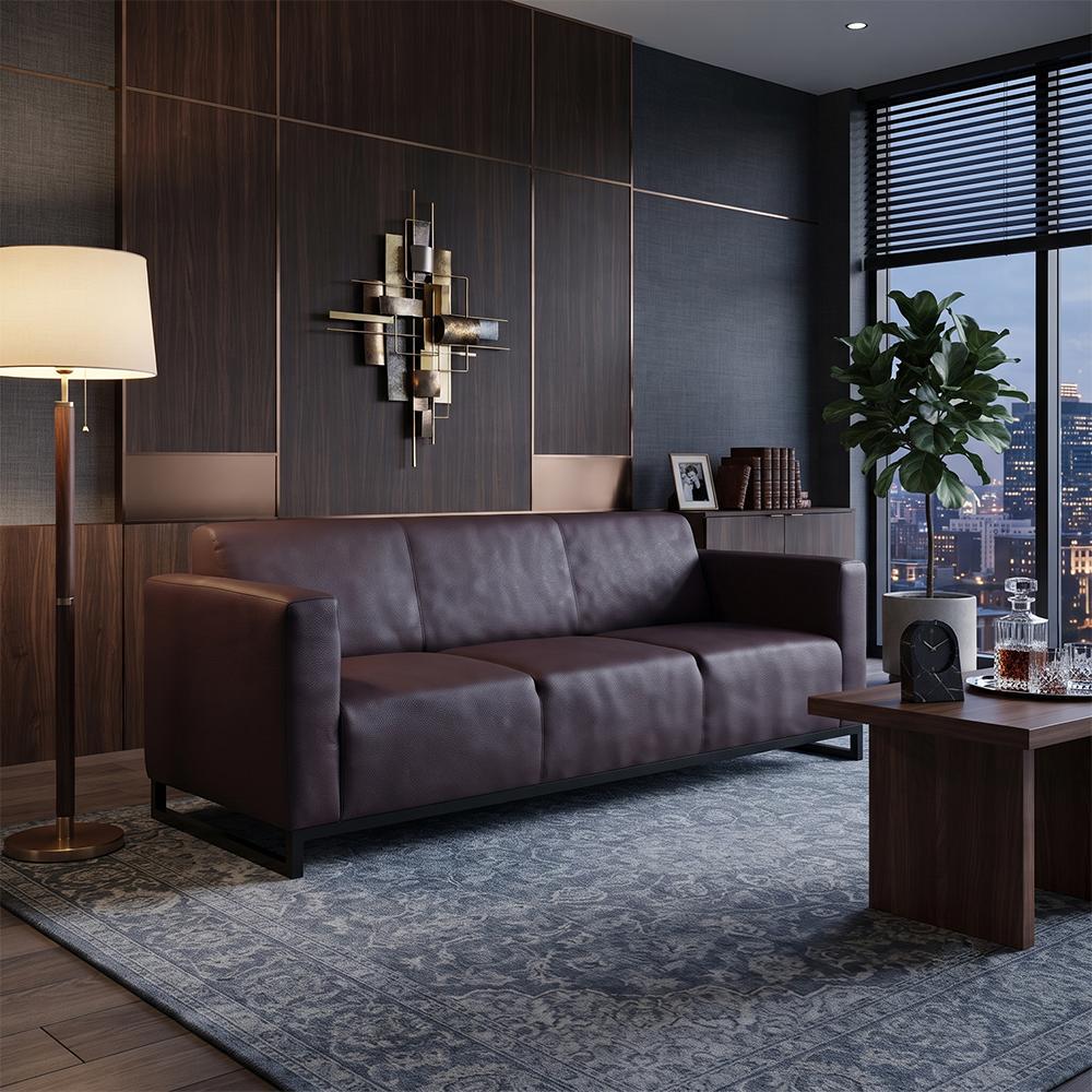 Диван Kansas экокожа Soft металлический каркас 210х75х88 см Chocolate (rich_sofa_00318)