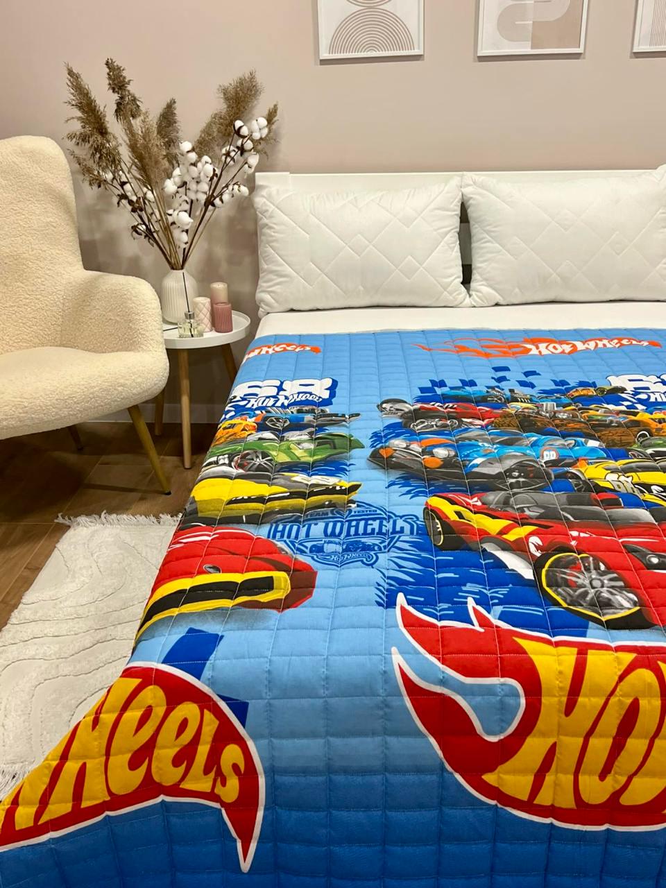 Ковдра дитяча з малюнком машинки Hot Wheels двостороння 150х210 см Синій - фото 3 Ковдра дитяча з малюнком машинки Hot Wheels двостороння 150х210 см Синій - фото 3