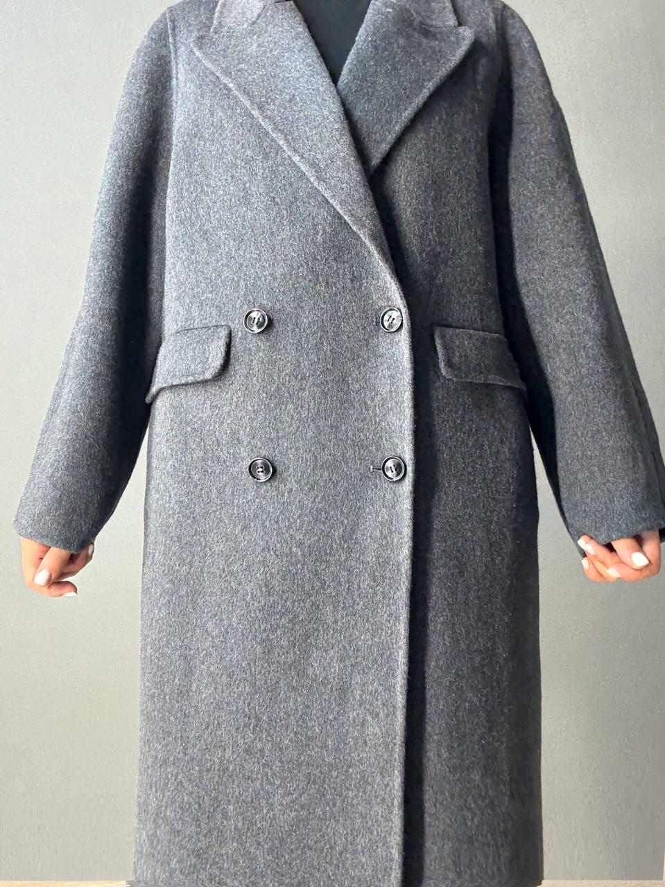 Пальто жіноче LADY YEP 85098 довге оверсайз вовняне двобортне M Сірий (5122) - фото 7