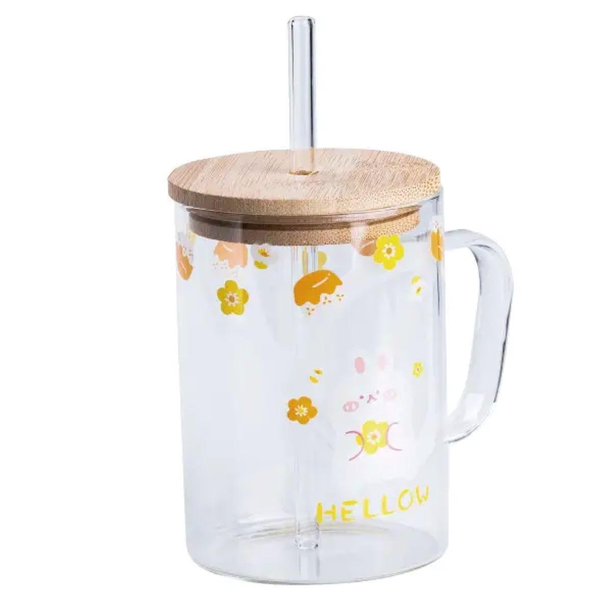 Чашка стеклянная с деревянной крышкой и трубочкой (HP7214C) - фото 3 Чашка стеклянная с деревянной крышкой и трубочкой (HP7214C) - фото 3