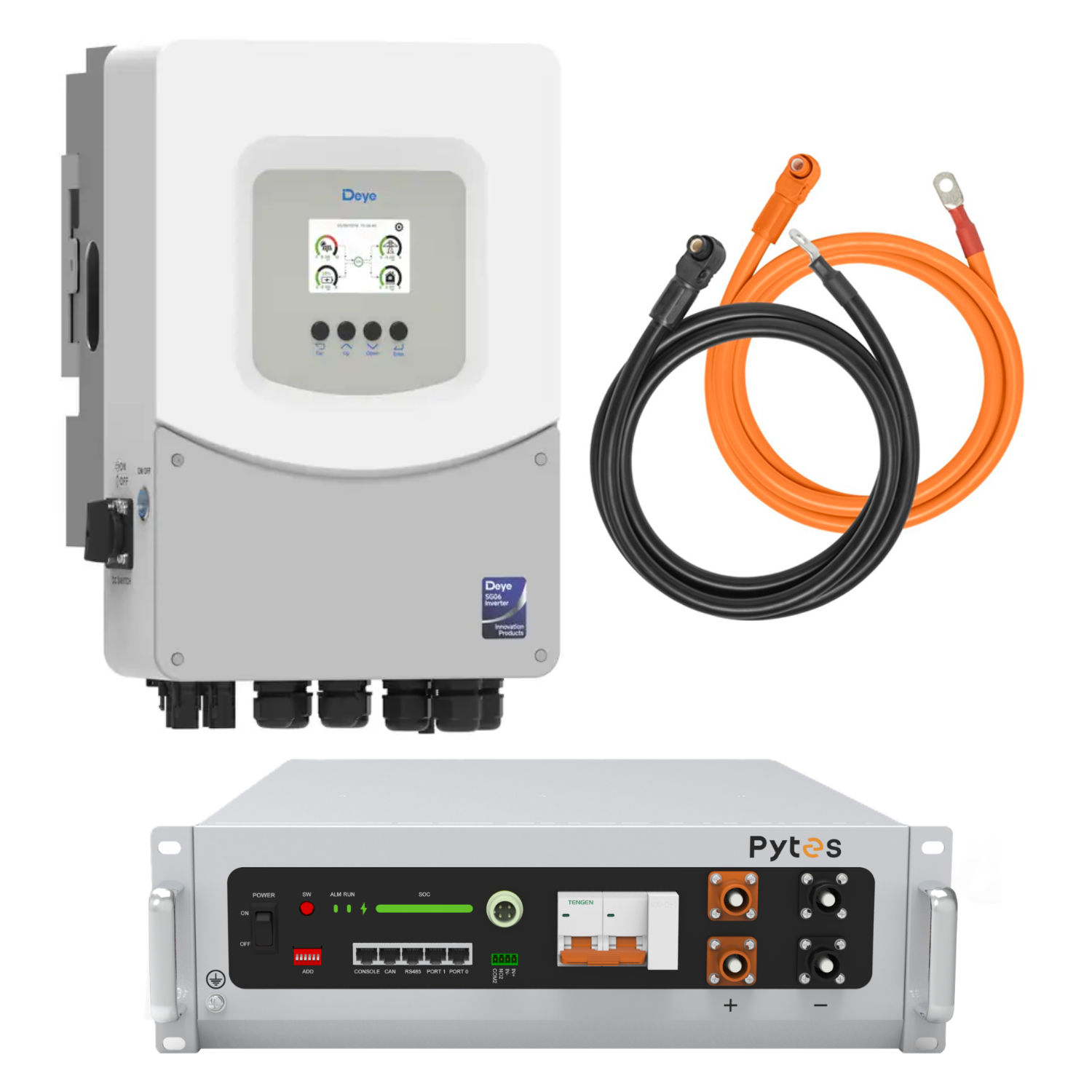 Комплект автономного энергоснабжения Deye SUN-6K-SG06LP1-EU-BM2 6 кВт и Pytes V5°α Plus H+ 5,12 кВт/год LiFePO4