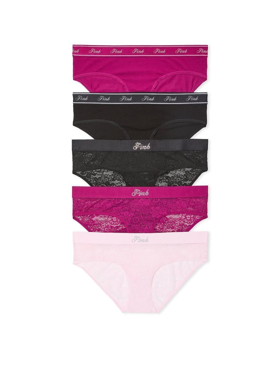 Набор трусиков Victoria's Secret Cotton Logo хипстеры M Разноцветный (2468389171)