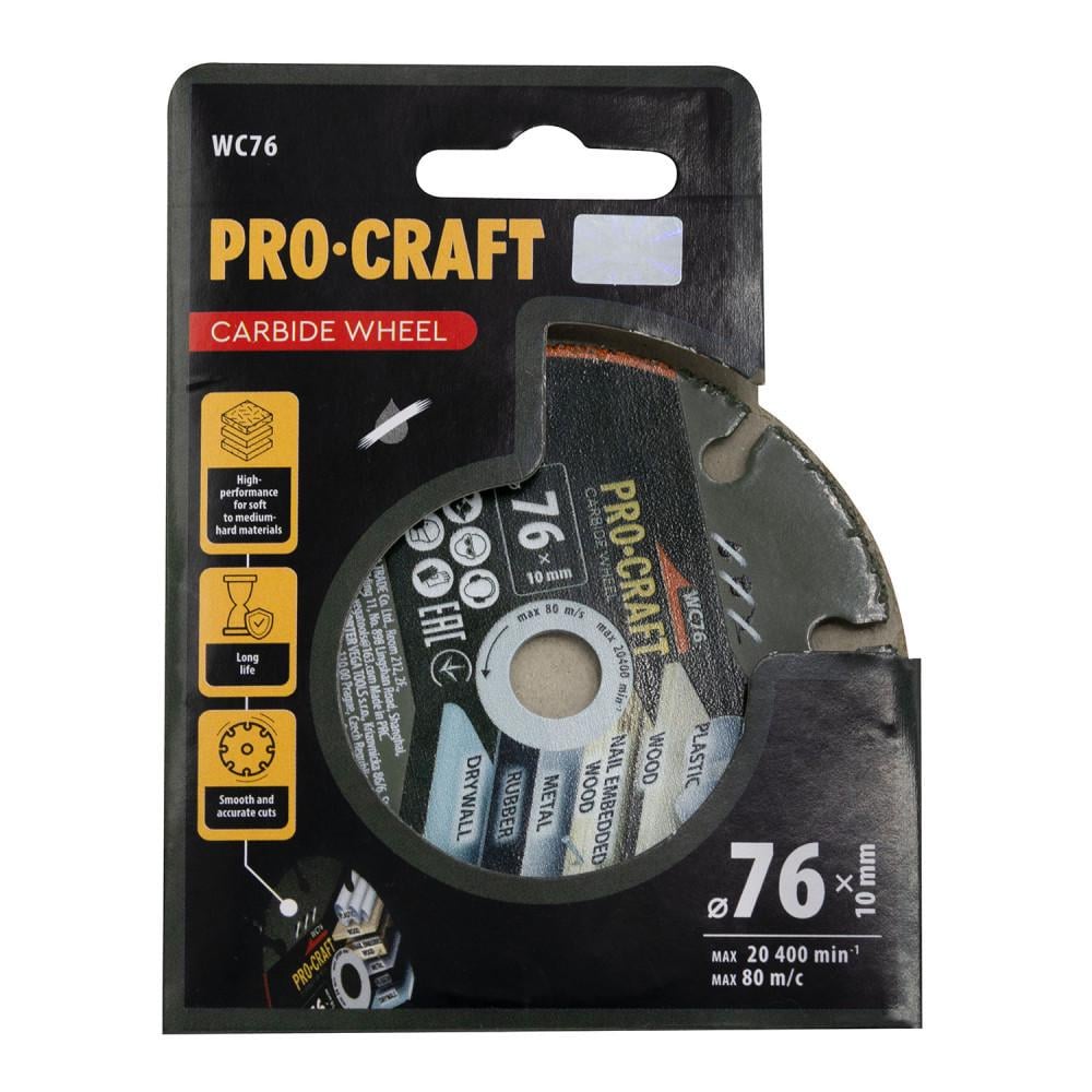 Диск твердосплавный Procraft WC76 для дерева/пластика/гипсокартона 76х10 мм