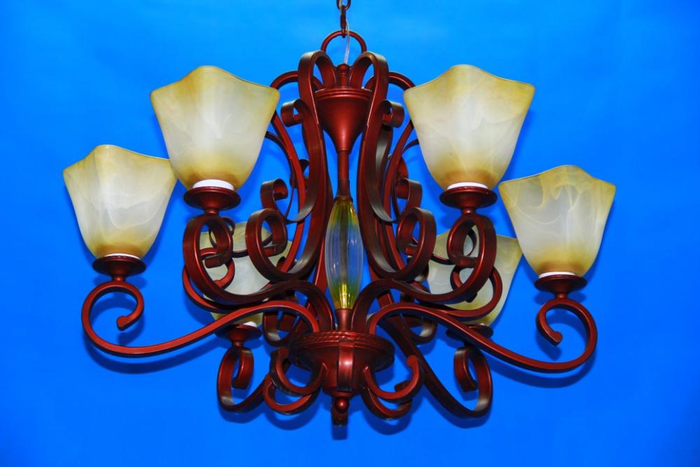 Люстра с плафонами Ray L0982/6 Red/GT (IR006831) Люстра с плафонами Ray L0982/6 Red/GT (IR006831)