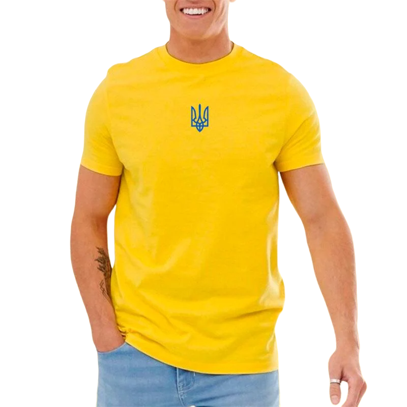 Футболка чоловіча з вишивкою тризуба 2XL Жовтий (342659-18-6)