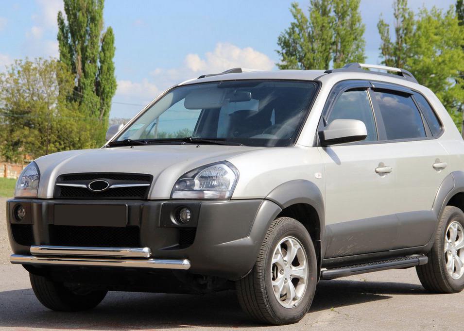 Передняя защита ST014 CAN для Hyundai Tucson JM 2004- гг. нержавеющая сталь Хром