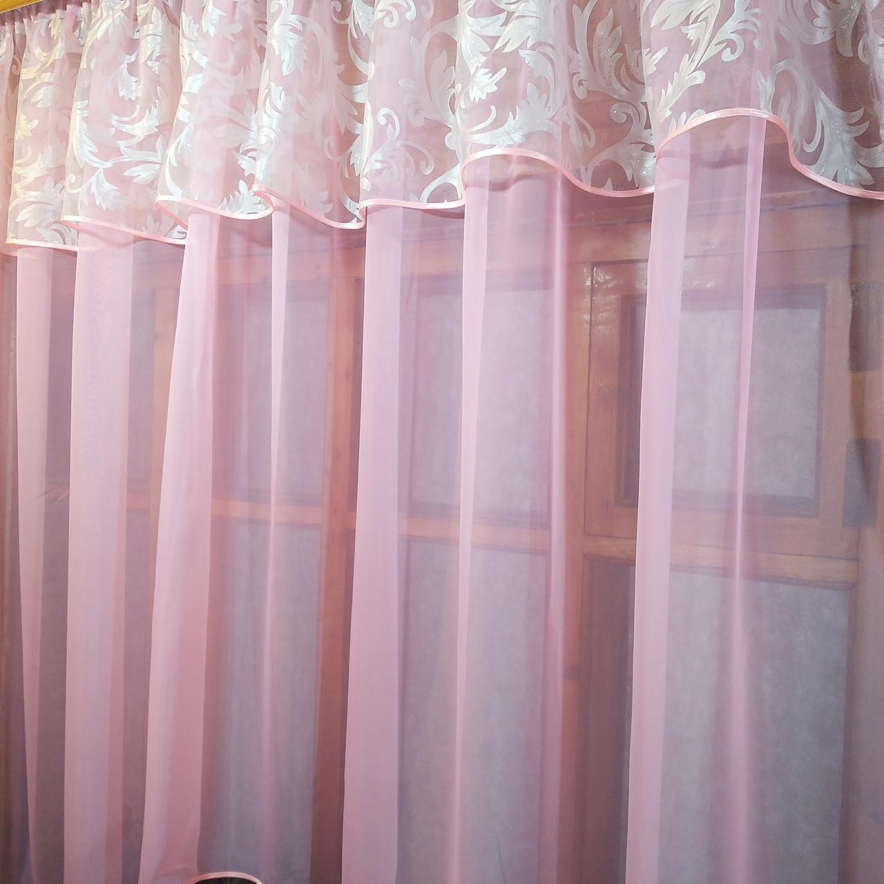 Кухонная занавеска короткая Летиция вензель Розовый (835282850) - фото 2 Кухонная занавеска короткая Летиция вензель Розовый (835282850) - фото 2