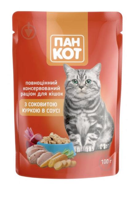 Корм влажный Пан Кот с сочной курицей в соусе 100 г (ПК1006)