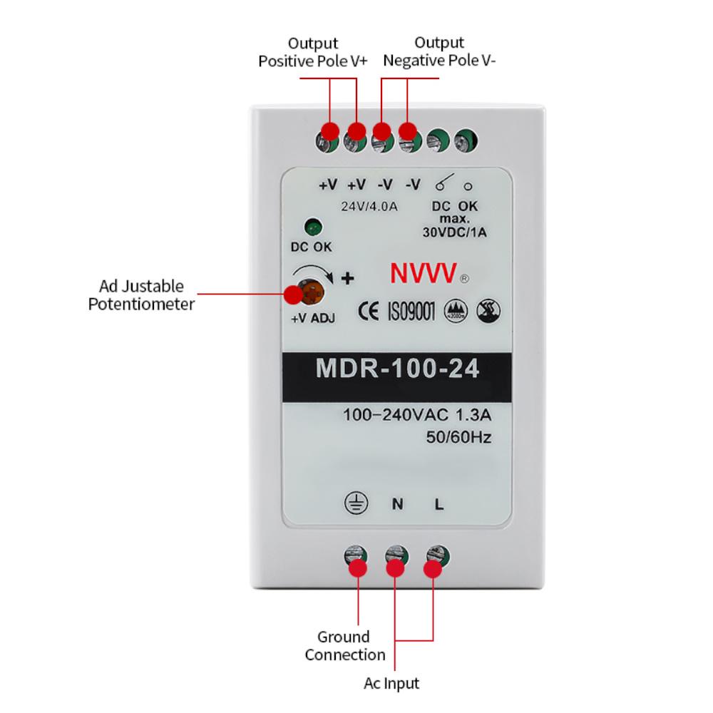 Блок питания на DIN-рейке NVVV 100W 4A 24V MDR-100-24 - фото 5