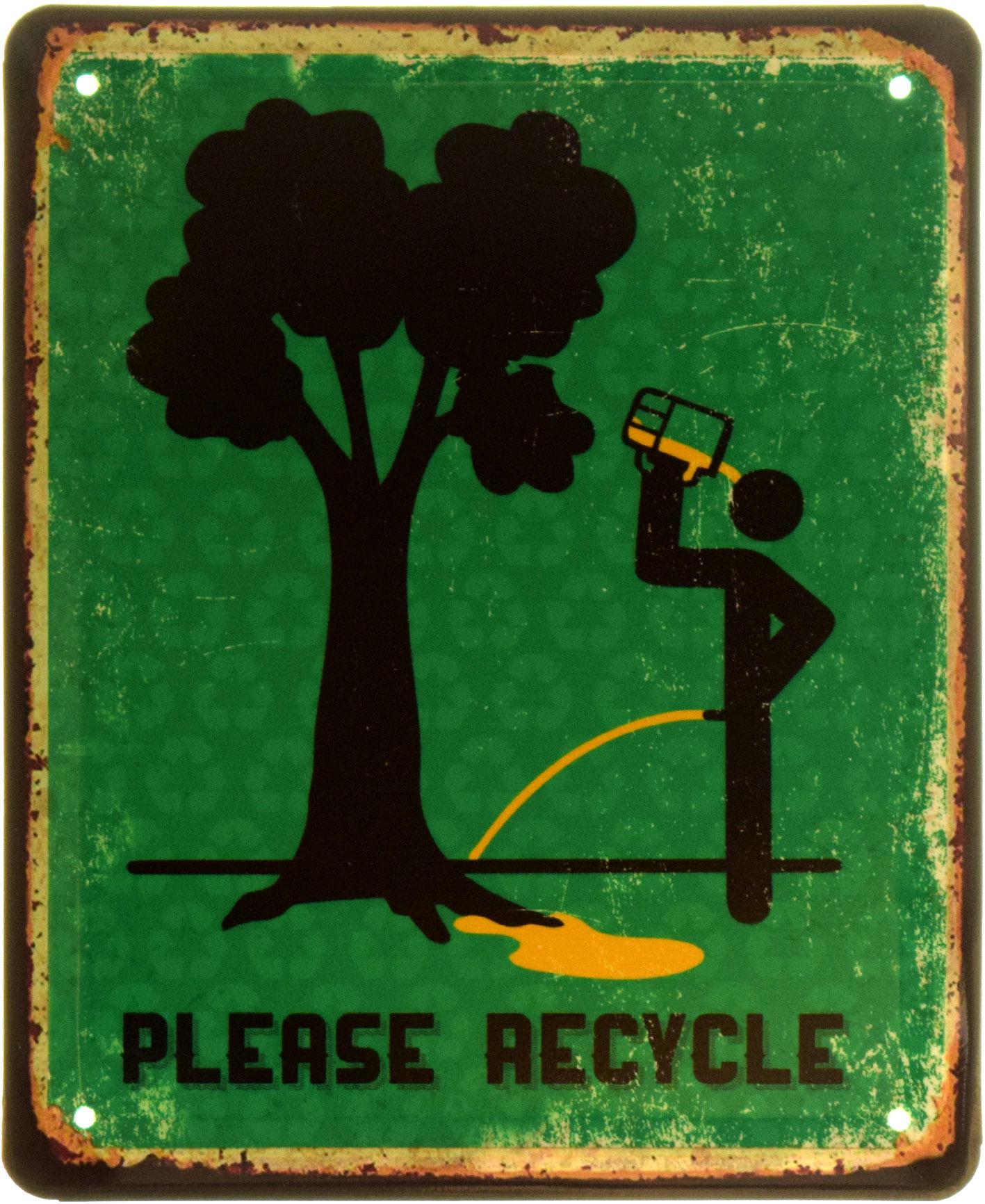 Табличка металлическая "Please Recycle" 18x22 см (ms-103940)