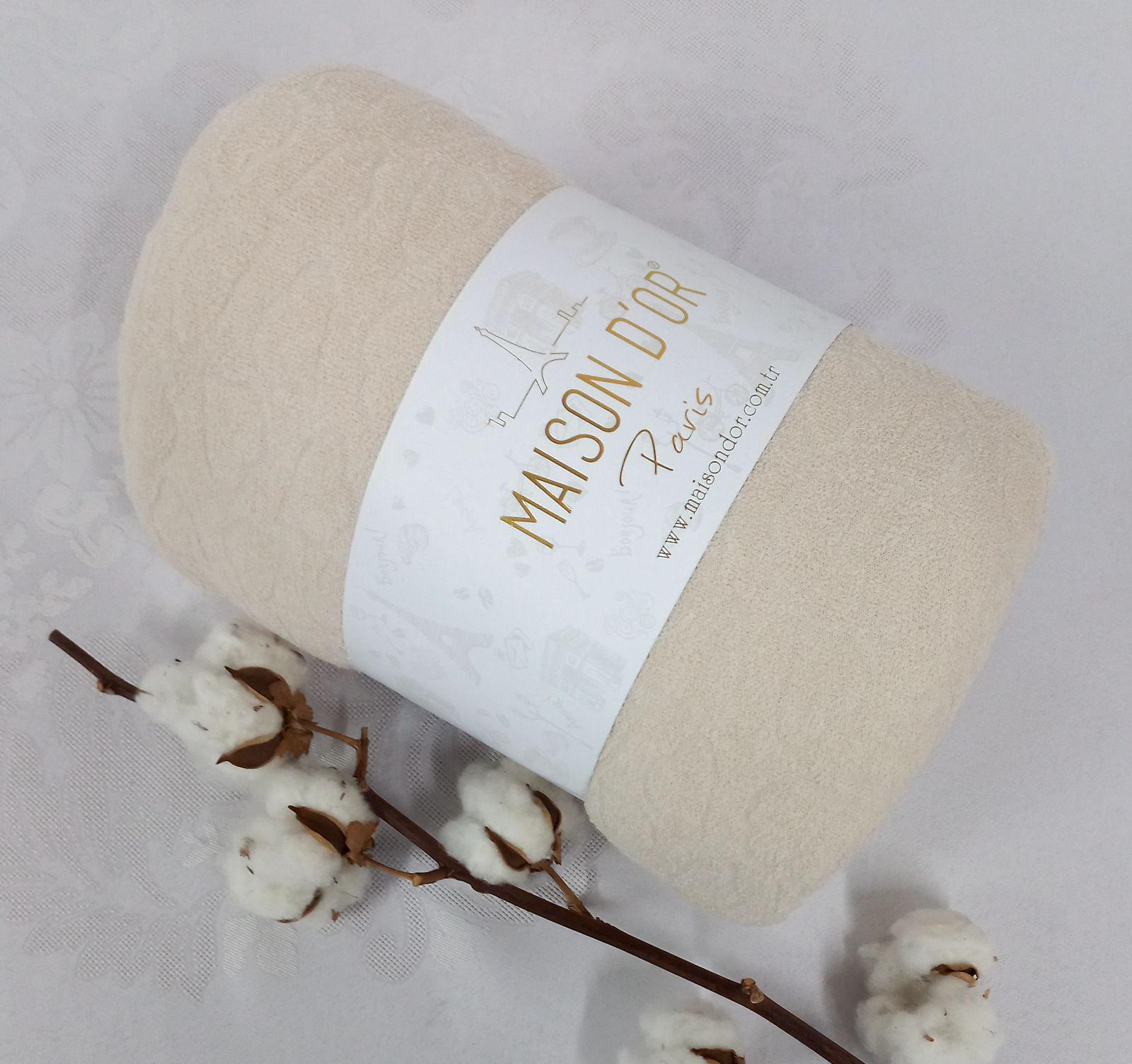 Простынь на резинке Maison D’or 180x200 махра Jacquard с наволочками Beige (CN12947)