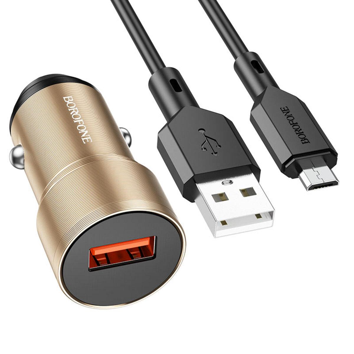 Зарядний пристрій Borofone BZ19A Wisdom з кабелем MicroUSB 1 м Gold (BZ19AMG) - фото 1