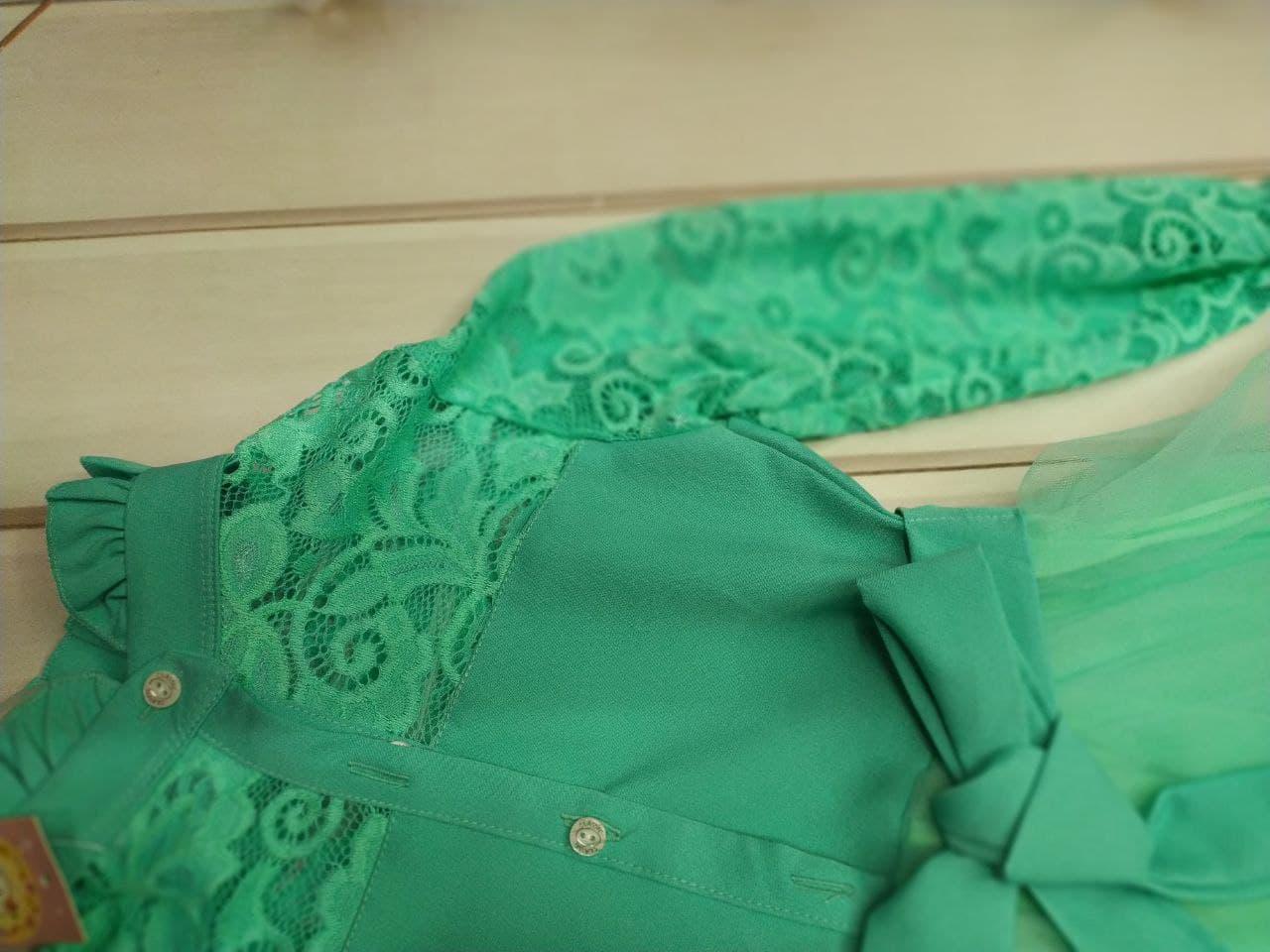 Платье детское G.A. с гипюром 128 см Бирюзовый (013698/128) - фото 2 Платье детское G.A. с гипюром 128 см Бирюзовый (013698/128) - фото 2