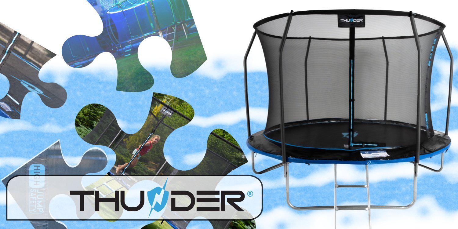 Батут Thunder INSIDE ELITE з внутрішньою сіткою 8 футів 255 см Чорно-блакитний (417266) - фото 10