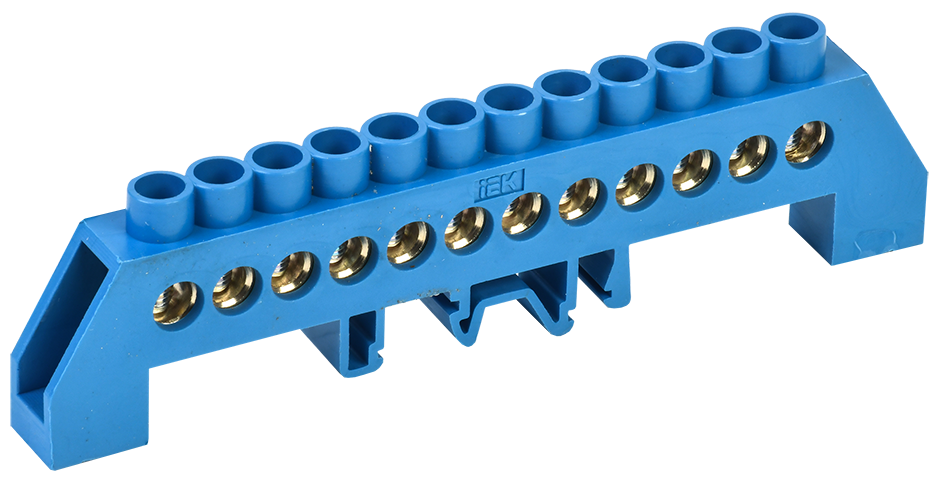 Шина нульова УЕК ШНІ-8х12-12-КС-С 12 отворів 8х12 мм мідь у корпусному ізоляторі універсальна (YNN10-812-12DP-K07)