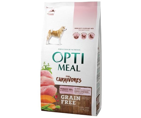 Корм сухой для взрослых собак Optimeal индейка и овощи 10 кг