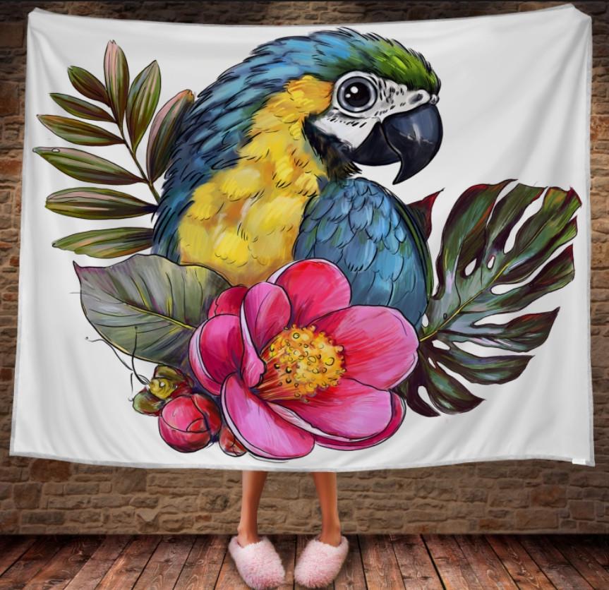 Плед с 3D принтом Попугай Ара акварель 150x200 см (epi_1176)