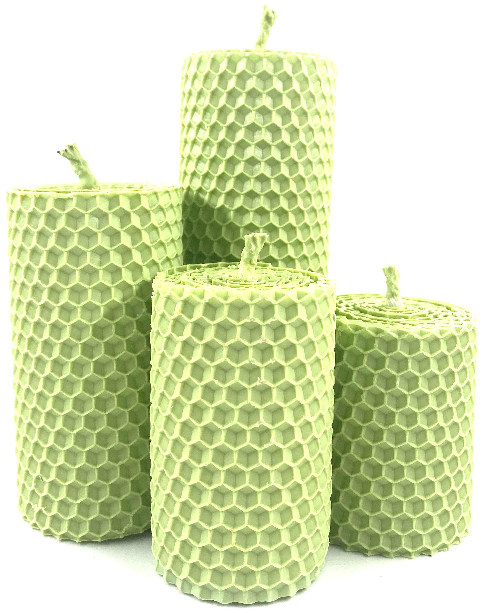 Набор 4-х декоративных свечей из натуральной вощины Фисташковый (1850)