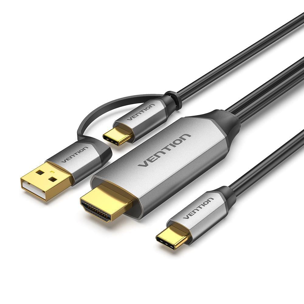 Кабель-перехідник USB-C на HDMI Vention 4K 60 Гц/PD 60 Вт 1,5 м Чорний (CGXBG)