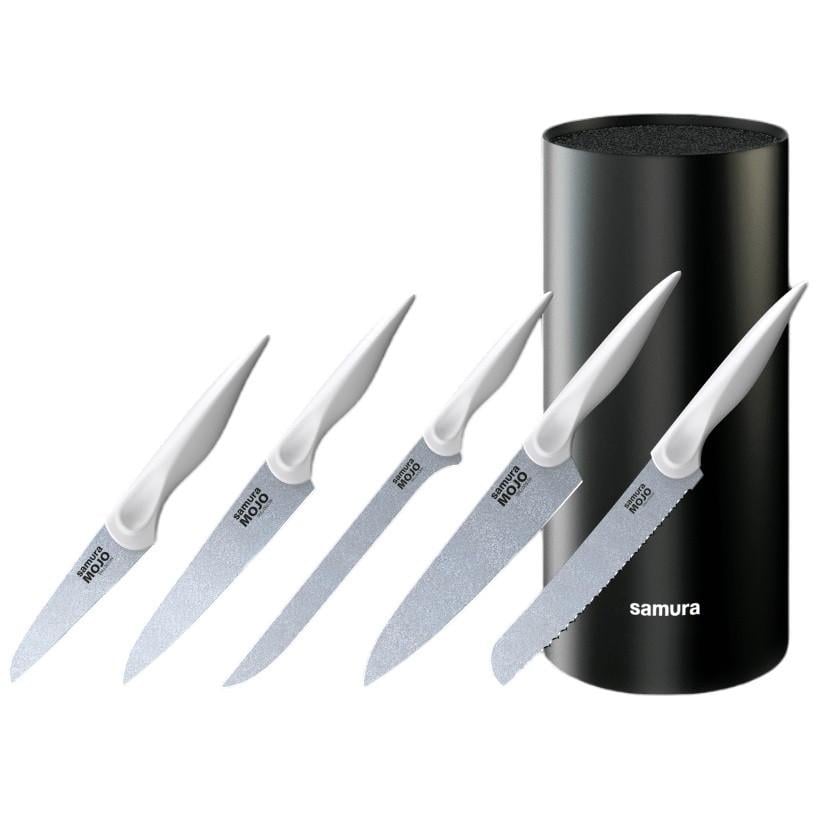 Набор кухонных ножей с подставкой Samura Mojo 6 пр. White (SMJ-06W)
