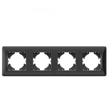 Рамка Videx Binera чотиримісна горизонтальна Чорний/Графіт (VF-BNFR4H-BG-5589)