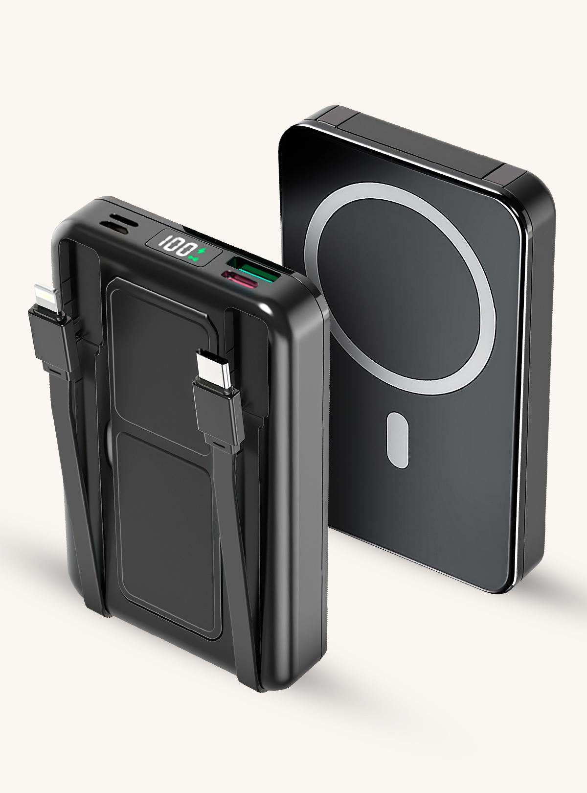 Повербанк OnePro з magsafe та кабелями Type-C Lighthing 10000 mah Чорний (73742) - фото 9 Повербанк OnePro з magsafe та кабелями Type-C Lighthing 10000 mah Чорний (73742) - фото 9