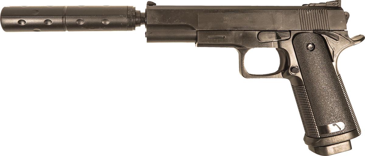 Пистолет Galaxy  Colt 1911 для страйкбола детский с глушителем (AG053B)