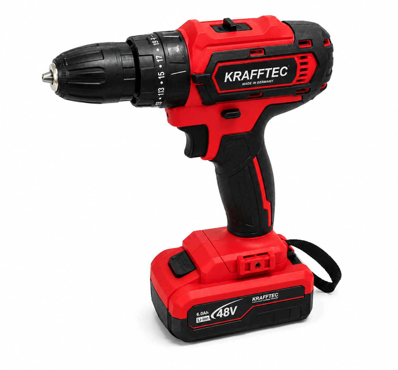 Дрель-шуруповерт аккумуляторный ударный Krafftec Germani GCT220 48 В 6 А/час с набором в кейсе Красный (GCT220)