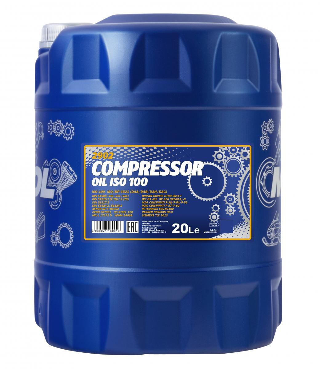 Компрессорное масло Mannol 2902 COMPRESSOR OIL ISO 100 20 л (MN2902-20) - фото 1