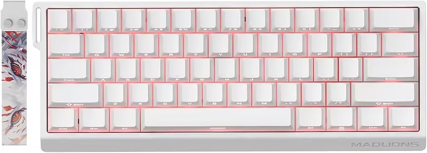 Клавіатура ігрова дротова MADLIONS MAD 60HE RGB Rapid Trigger магнітний перемикач ПК/Mac White