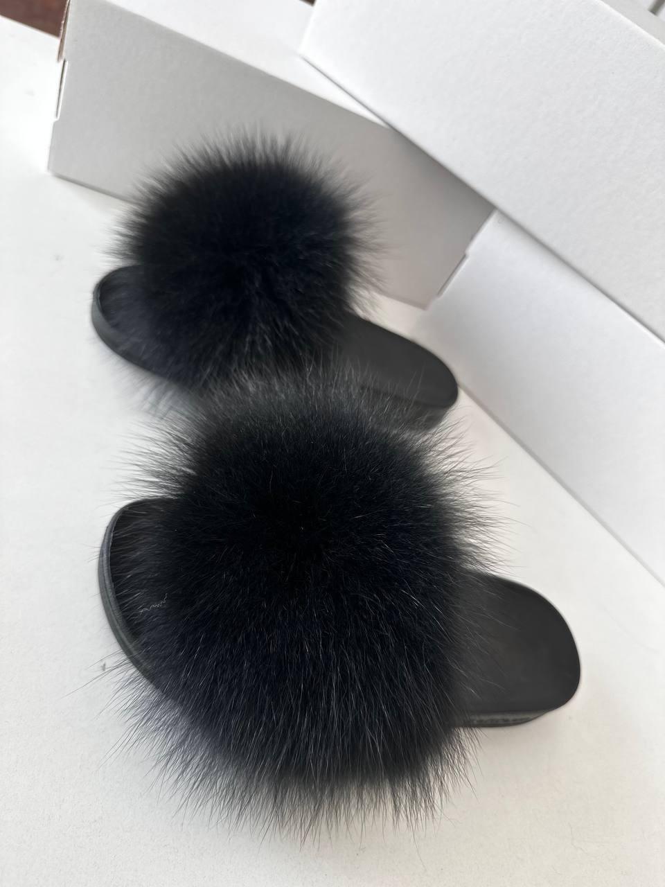 Капці вуличні жіночі з натуральним хутром песця р. 37 (006-37)