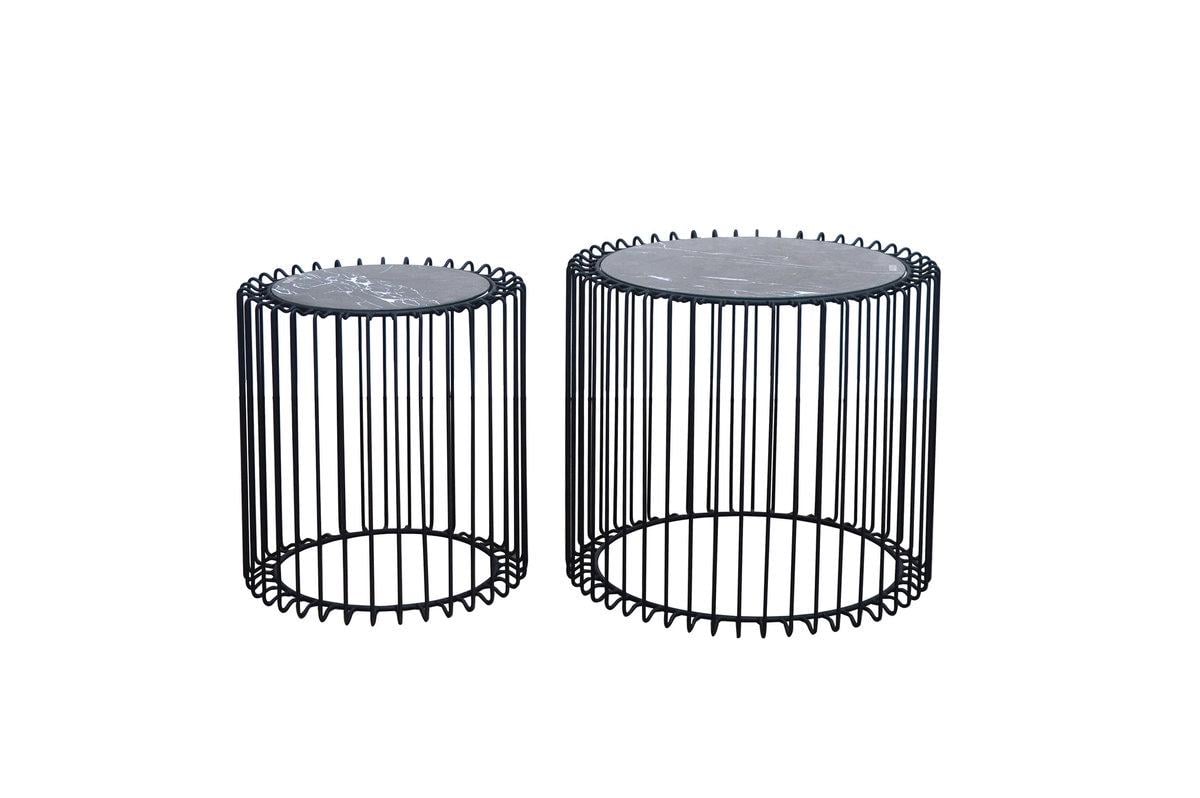 Комплект журнальных столиков Signal LUCCA Черный Мрамор/Черный (8057750)