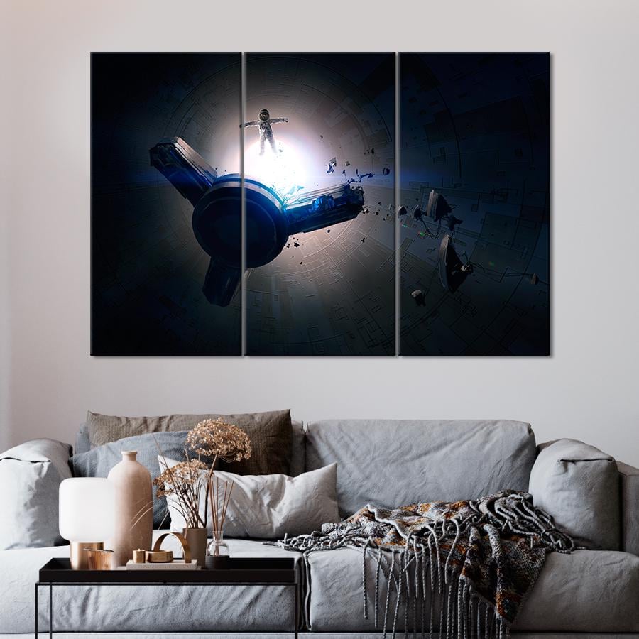 Картина космос Астронавт с космическим кораблем 128x81 см (A1292-3)