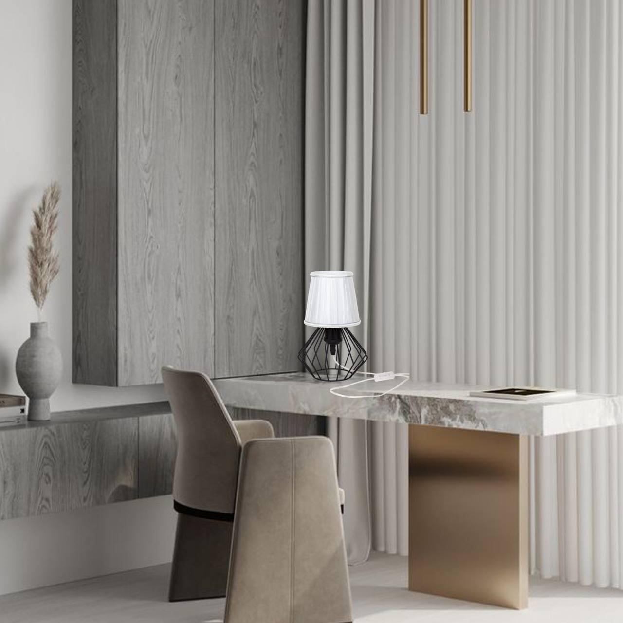 Лампа/нічник настільна з абажуром Білий (56-T108F03 BK+WH) - фото 4