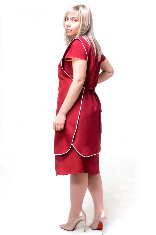 Фартух-накидка на завязках Бордовий (24984492) - фото 2 Фартух-накидка на завязках Бордовий (24984492) - фото 2