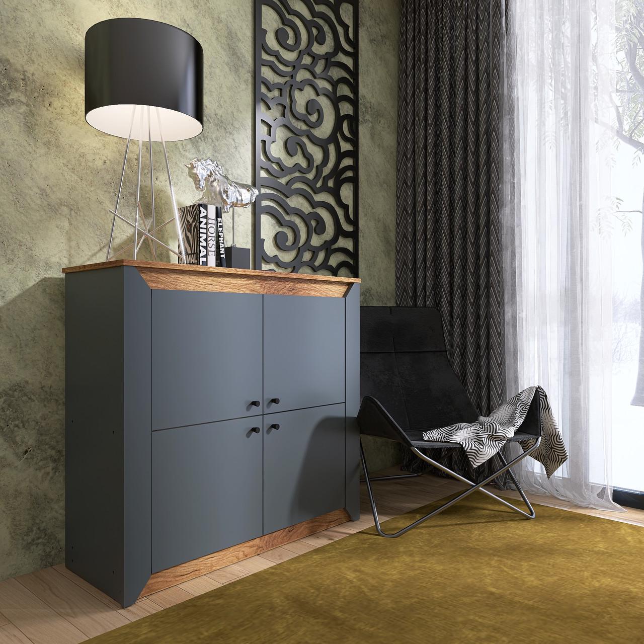 Тумба-комод для вещей Эверест Нордик-980 4Д Дуб крафт золотой/Графитовый (е-20661)