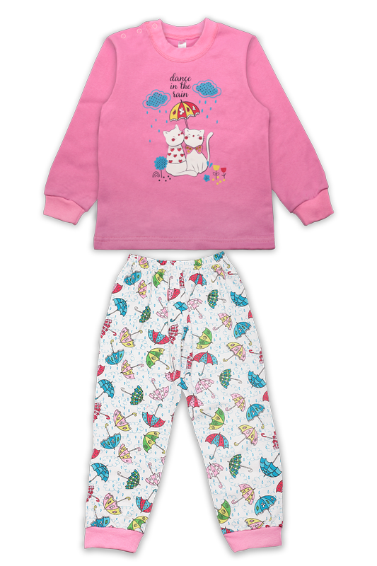 Пижама детская хлопковая теплая для девочки Gabbi PGD-19-4 80 см Розовый (11879)