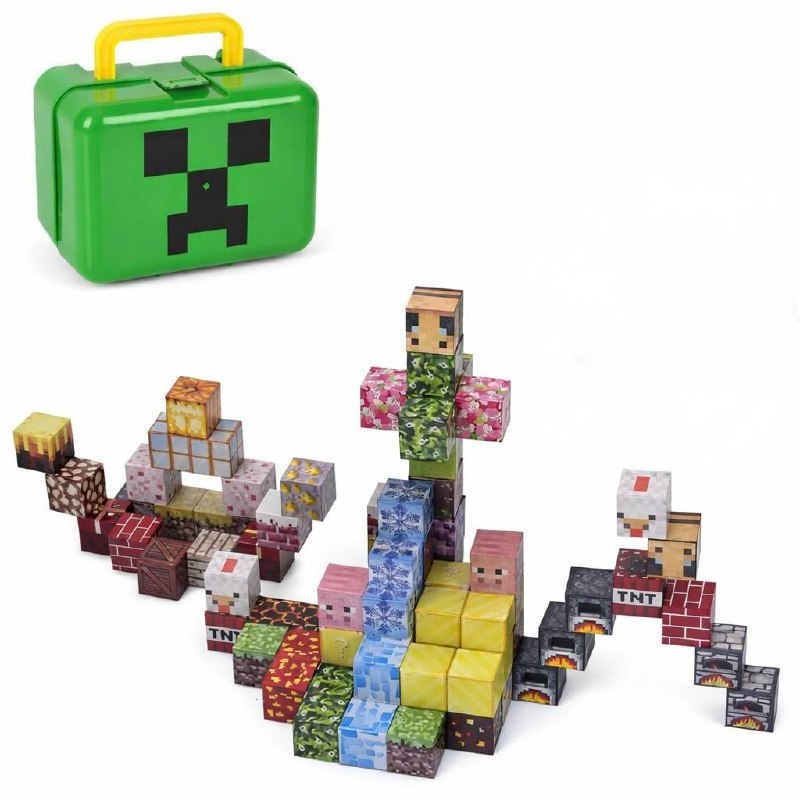 Конструктор детский магнитный Fun Game L001-25A-B на 80 дет. и 2 фигурки в Зеленом чемодане (2988455267)