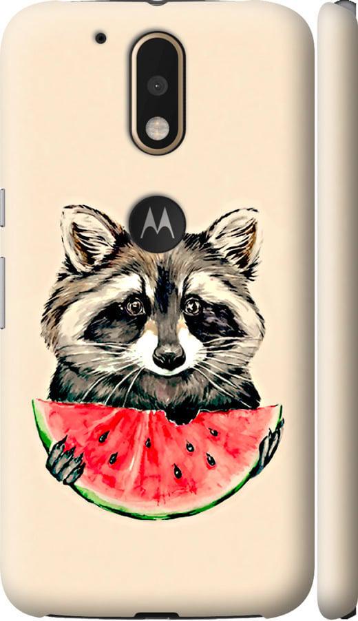 Чехол на Motorola MOTO G4 Енотик с арбузом (4605m-511-42517)