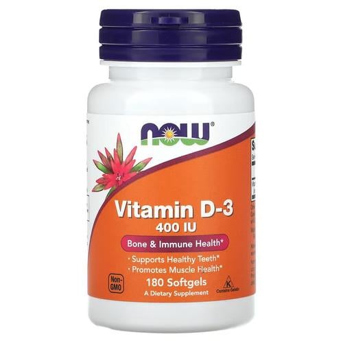 Витамин D NOW Vitamin D-3 400 IU 180 капс. (NOW-00364)