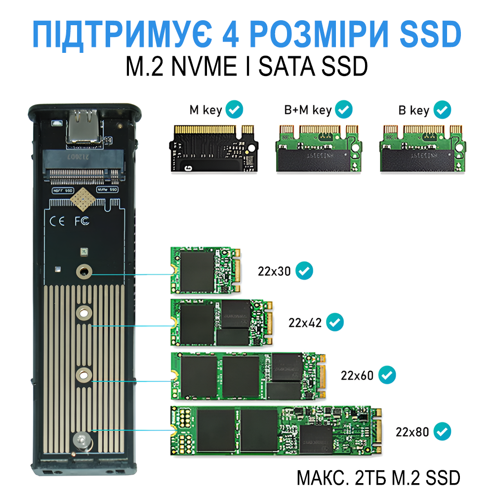 Карман для дисков внешний Addap M.2 SSD NVMe и NGFF SATA 2280/2230/2242/2260 EHDC-03 USB Type-C 10 Гбит/с - фото 9 Карман для дисков внешний Addap M.2 SSD NVMe и NGFF SATA 2280/2230/2242/2260 EHDC-03 USB Type-C 10 Гбит/с - фото 9